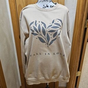Tan "Fall in Love" Sweatshirt. XL.